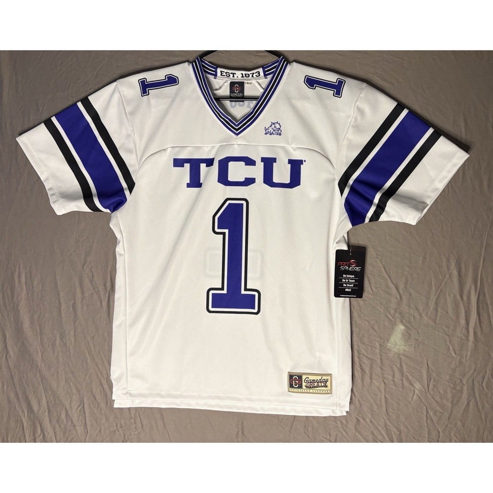 NWT Gameday Greats TCU Texas Christian Horned Frogs Jersey Men's Large White